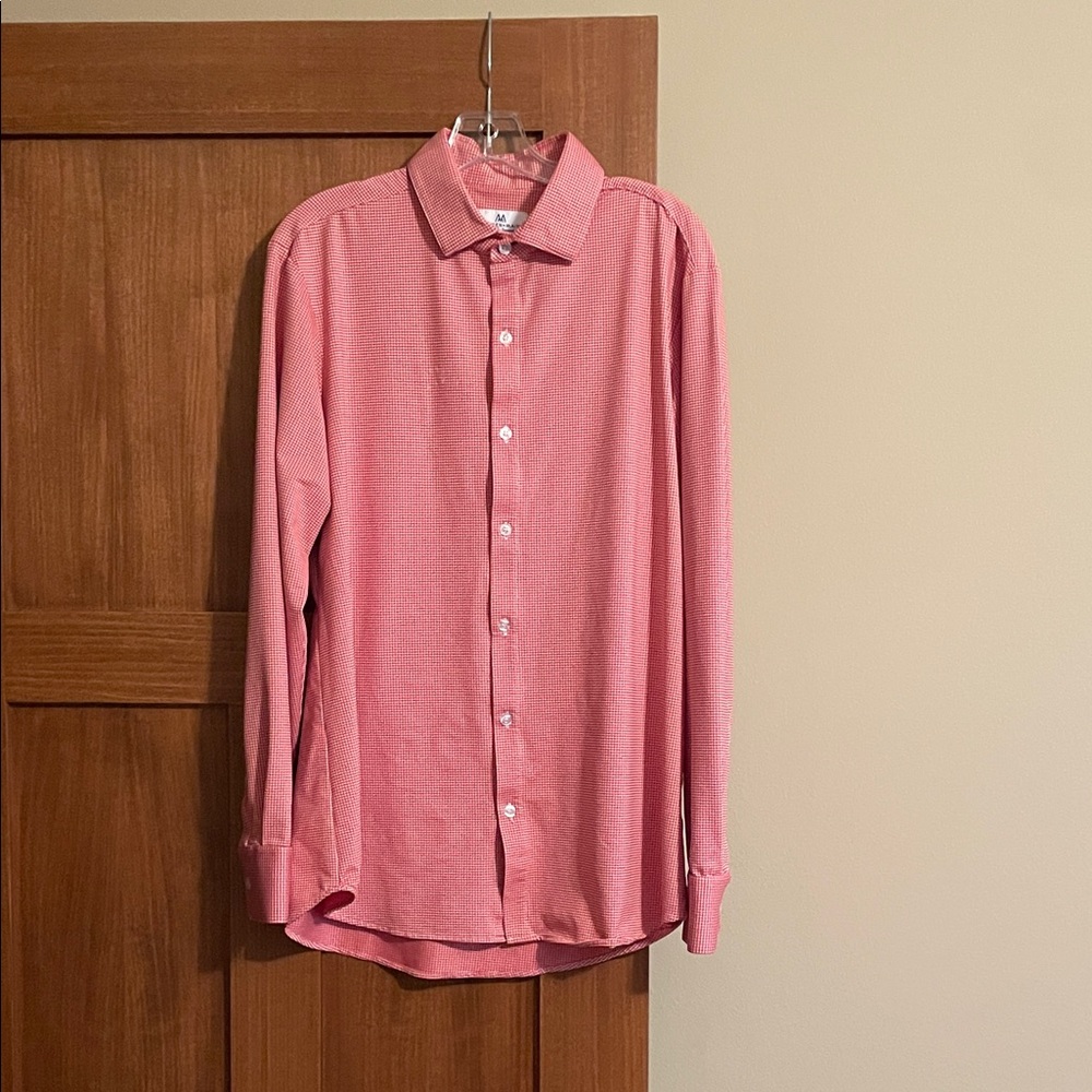 Mizzen+Main Men's Red and White Checkered Button-Down Shirt